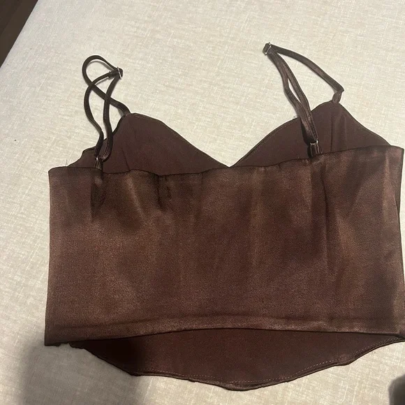Zara Brown Satin Camisole Top - Picture 5 of 6